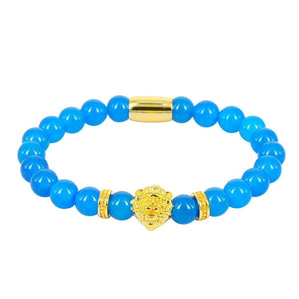 handmade 8mm nature sky blue presious stone with lion's prayer head prayer beads string bracelet, Black
handmade 8mm nature sky blue presious stone with lion's prayer head prayer beads string bracelet, Black