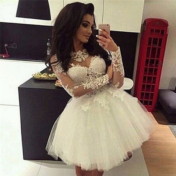 lace ball gown prom dresses long sleeves sheer neck sweet 16 dresses pageant custom homecoming gown mini short graduation dress, Black
lace ball gown prom dresses long sleeves sheer neck sweet 16 dresses pageant custom homecoming gown mini short graduation dress, Black