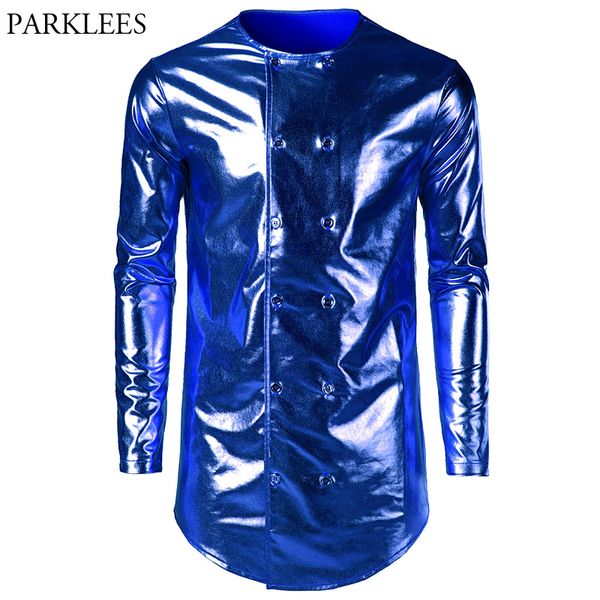 men's hipster longline t shirt 2018 brand new shiny blue coated metallic nightclub prom tshirt men slim fit long sleeve tee, White;black
men's hipster longline t shirt 2018 brand new shiny blue coated metallic nightclub prom tshirt men slim fit long sleeve tee, White;black