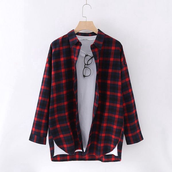 plaid shirt blouse long style femme womens and blouses loose cotton harajuku blusa feminina camisa feminina, White
plaid shirt blouse long style femme womens and blouses loose cotton harajuku blusa feminina camisa feminina, White