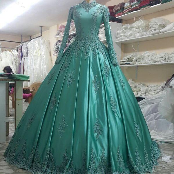 muslim arabic long sleeve prom dresses 2018 high neck lace applique satin floor length party dress evening formal wear quinceanera gown, Black
muslim arabic long sleeve prom dresses 2018 high neck lace applique satin floor length party dress evening formal wear quinceanera gown, Black