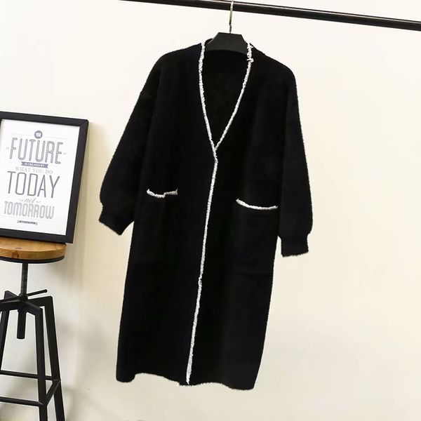 a0 autumn winter plus size women clothing sweaters casual fashion loose imitation mink cashmere knitting cardigans 203, White;black
a0 autumn winter plus size women clothing sweaters casual fashion loose imitation mink cashmere knitting cardigans 203, White;black