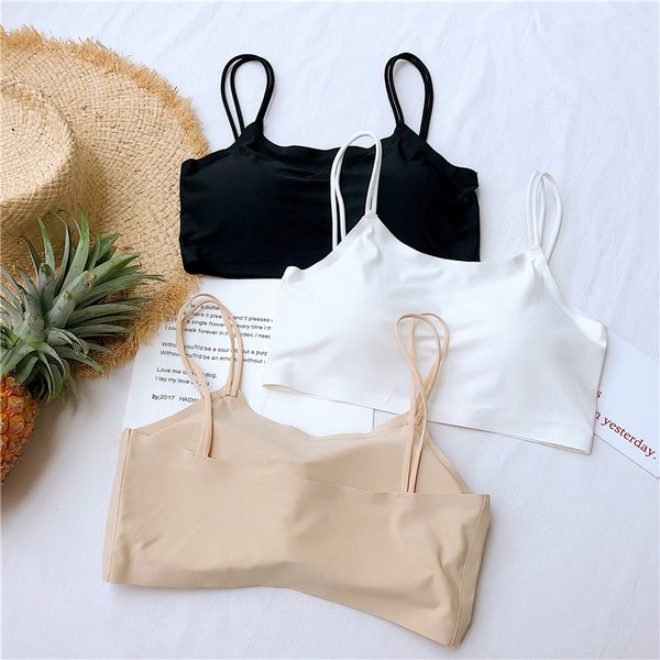 girls camis with bra women's stretchy cropped tanks with pads for female ss6053, White
girls camis with bra women's stretchy cropped tanks with pads for female ss6053, White
