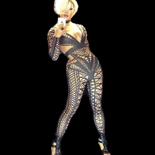 Sexy White Black Nude Jumpsuit Costume One -Piece Nightclub Dance Bandage Pattern Outfit Party Singer Stage Performance Wear
Sexy White Black Nude Jumpsuit Costume One -Piece Nightclub Dance Bandage Pattern Outfit Party Singer Stage Performance Wear