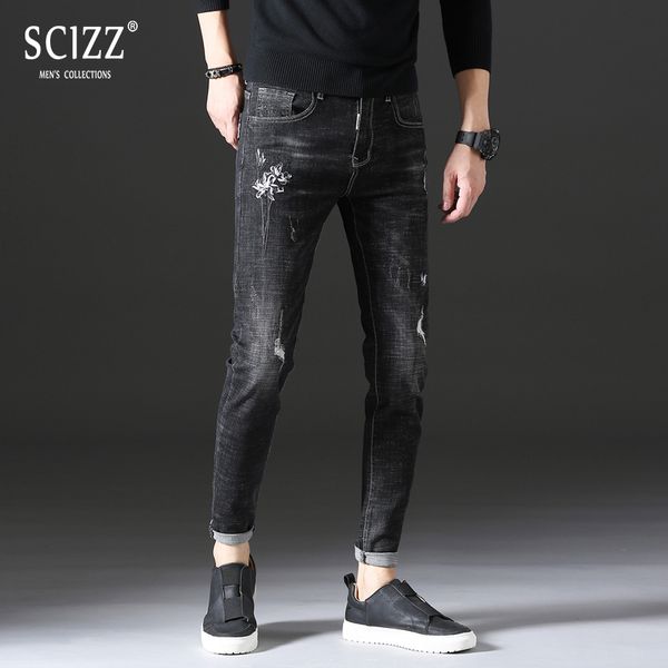 2018 autumn men slim fit jeans strech black pants embroidery ripped trousers casual men jeans streetwear brand homme, Blue
2018 autumn men slim fit jeans strech black pants embroidery ripped trousers casual men jeans streetwear brand homme, Blue