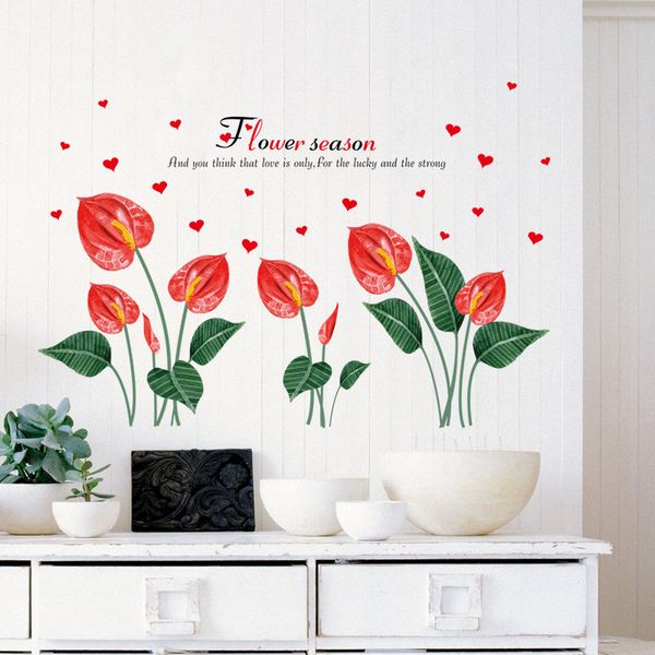 beautiful anthurium flower self-adhesive wall stickers green leaf red heart love home decor bedroom living room removable decals
beautiful anthurium flower self-adhesive wall stickers green leaf red heart love home decor bedroom living room removable decals