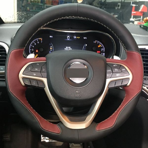 wine red black leather diy hand-stitched car steering wheel cover for jeep grand cherokee 2014-2016
wine red black leather diy hand-stitched car steering wheel cover for jeep grand cherokee 2014-2016