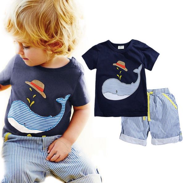 2018 summer boy ins whale hat stripe suit new children cartoon dinosaur ins short sleeve t-shirt +shorts 2 pcs suit baby clothes, White
2018 summer boy ins whale hat stripe suit new children cartoon dinosaur ins short sleeve t-shirt +shorts 2 pcs suit baby clothes, White