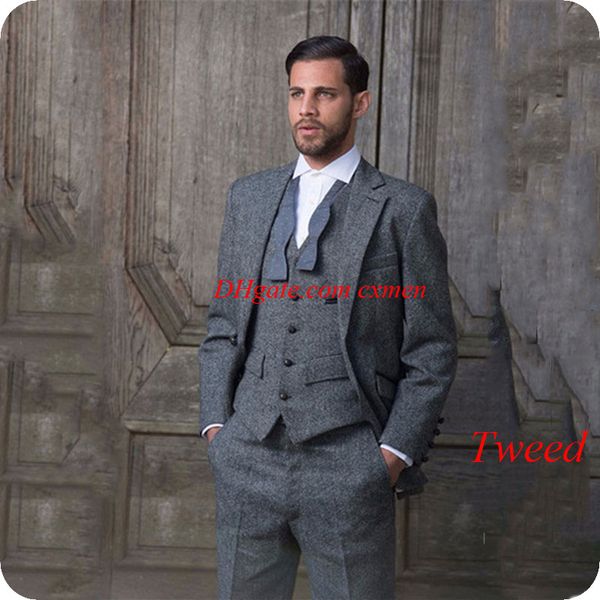custom made grey tweed men suits formal business winter harringbone male blazer 3piece jacket pants vest slim fit groom tuxedo costume homme, Black;gray
custom made grey tweed men suits formal business winter harringbone male blazer 3piece jacket pants vest slim fit groom tuxedo costume homme, Black;gray