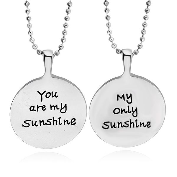 you are my sunshine my only sunshine engraved letter pendant necklace silver color lovers chain necklace charm
you are my sunshine my only sunshine engraved letter pendant necklace silver color lovers chain necklace charm