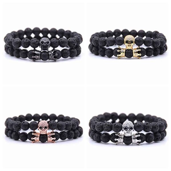 10pc/set lava stone skeleton bracelet beads bracelet for men women with cubic zircon double crown natural stone handmade jewelry, Black
10pc/set lava stone skeleton bracelet beads bracelet for men women with cubic zircon double crown natural stone handmade jewelry, Black
