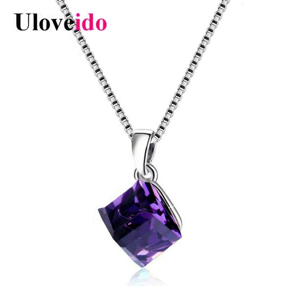 uloveido 925 sterling silver necklaces & pendants wedding necklace women purple square crystal pendant jewelry suspension y418
uloveido 925 sterling silver necklaces & pendants wedding necklace women purple square crystal pendant jewelry suspension y418