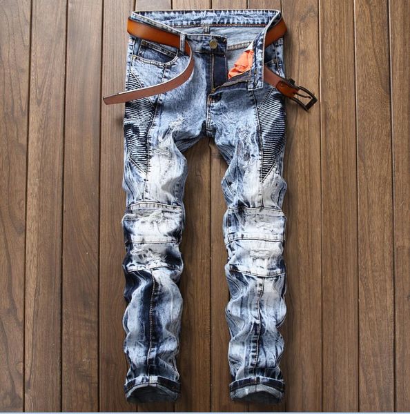 unique mens distressed pleated stretch panelled jeans fashion designer retro washed light blue motorcycle straight leg denim pants 17001
unique mens distressed pleated stretch panelled jeans fashion designer retro washed light blue motorcycle straight leg denim pants 17001