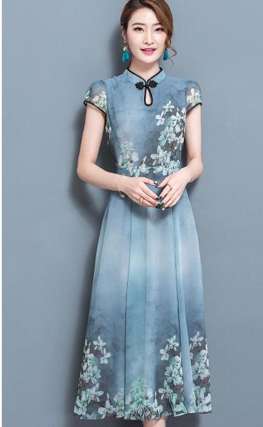 2018 new style cultivate one's moral character restore ancient ways printing chiffon stand collar dress women in spring and summer, Black;gray
2018 new style cultivate one's moral character restore ancient ways printing chiffon stand collar dress women in spring and summer, Black;gray
