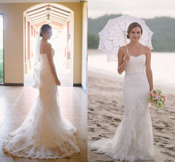 2018 beach wedding dresses mermaid lace applique sweetheart bridal wedding gowns sleeveless long sweep trumpet dress, White
2018 beach wedding dresses mermaid lace applique sweetheart bridal wedding gowns sleeveless long sweep trumpet dress, White
