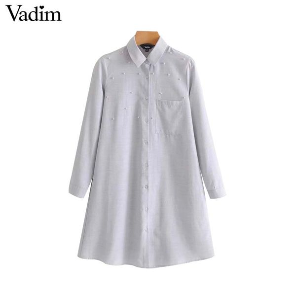 vadim women sweet beading pearl straight dress pocket long sleeve turn down collar female casual basic dresses vestidos qz3465, White;black
vadim women sweet beading pearl straight dress pocket long sleeve turn down collar female casual basic dresses vestidos qz3465, White;black