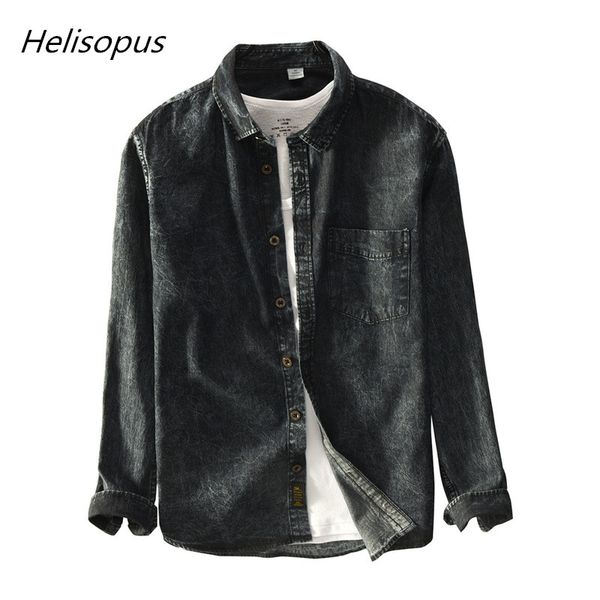 helisopus men's casual shirt autumn fashion retro solid color denim shirt men's jeans long sleeve, White;black
helisopus men's casual shirt autumn fashion retro solid color denim shirt men's jeans long sleeve, White;black