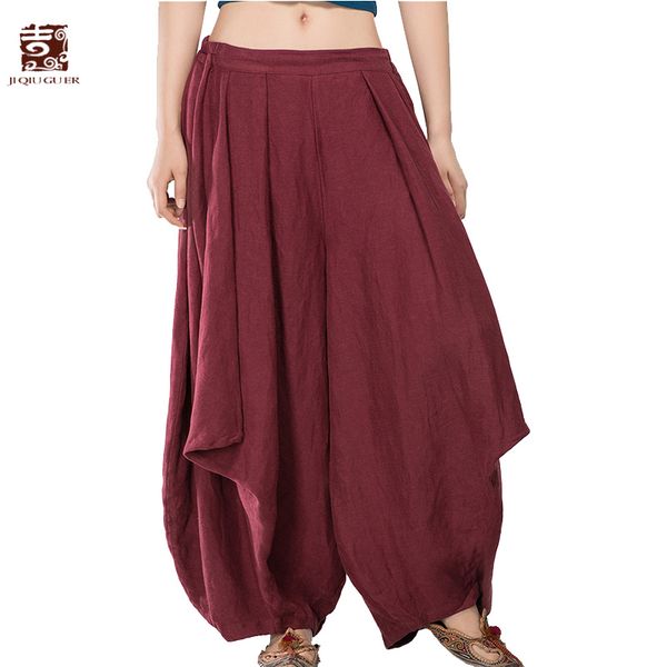 jiqiuguer original women linen harem pants vintage plus size elastic waist full length loose thicken pant lady trousers g143k001, Black;white
jiqiuguer original women linen harem pants vintage plus size elastic waist full length loose thicken pant lady trousers g143k001, Black;white
