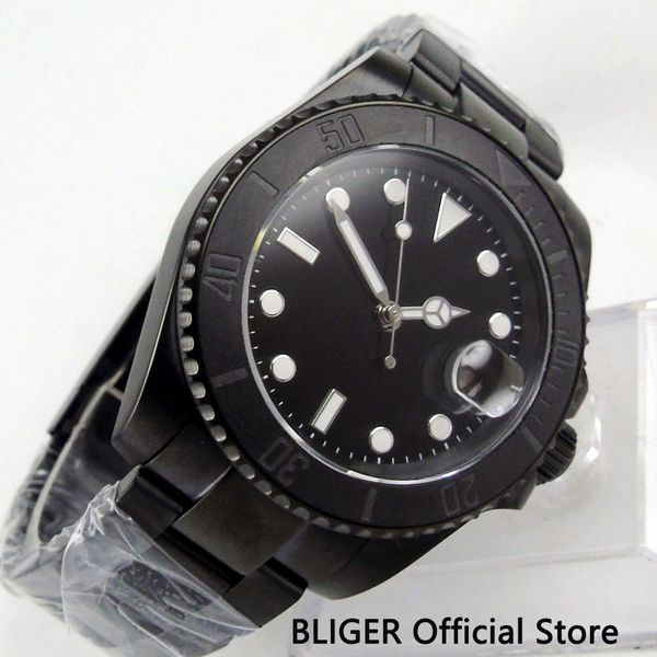bliger 43mm black sterile pvd coated case date magnifier sapphire crystal luminous marks automatic movement men's watch b1038, Slivery;brown
bliger 43mm black sterile pvd coated case date magnifier sapphire crystal luminous marks automatic movement men's watch b1038, Slivery;brown
