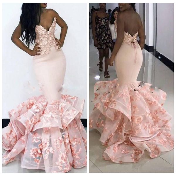 2021 sweetheart slim blush pink african prom dresses lace appliques mermaid evening dress backless tiered gown robes de soirée, Black
2021 sweetheart slim blush pink african prom dresses lace appliques mermaid evening dress backless tiered gown robes de soirée, Black