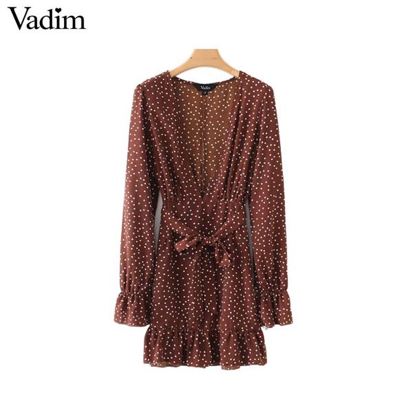 vadim women v neck dot print dress bow tie sashes long sleeve pleated ladies casual chic mini dresses vestidos qa578, White;black
vadim women v neck dot print dress bow tie sashes long sleeve pleated ladies casual chic mini dresses vestidos qa578, White;black