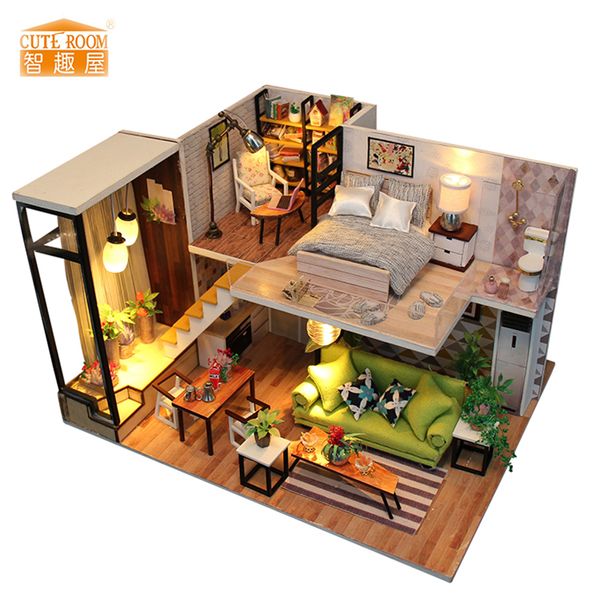 

new furniture diy doll house wooden miniature doll houses furniture kit box puzzle assemble dollhouse toys for children gift m30