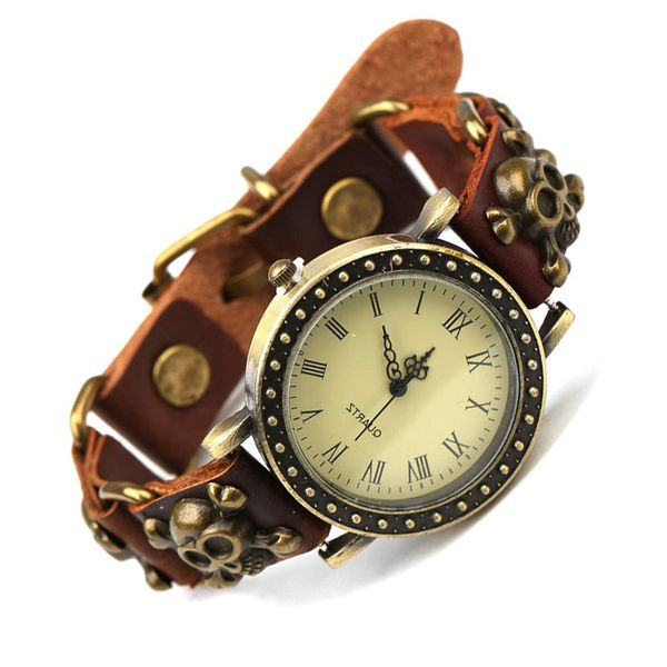 wrist men watch brown leather skull digital watch hook buckle round plate adjustable length sports jewelry, Slivery;brown
wrist men watch brown leather skull digital watch hook buckle round plate adjustable length sports jewelry, Slivery;brown