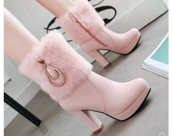 send warm plus velvet boots waterproof table high heel coarse heel women short boots korean 2018 winter, Black
send warm plus velvet boots waterproof table high heel coarse heel women short boots korean 2018 winter, Black