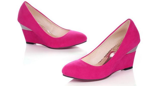 women's shoes in spring and autumn shallow mouth slope heel, Black