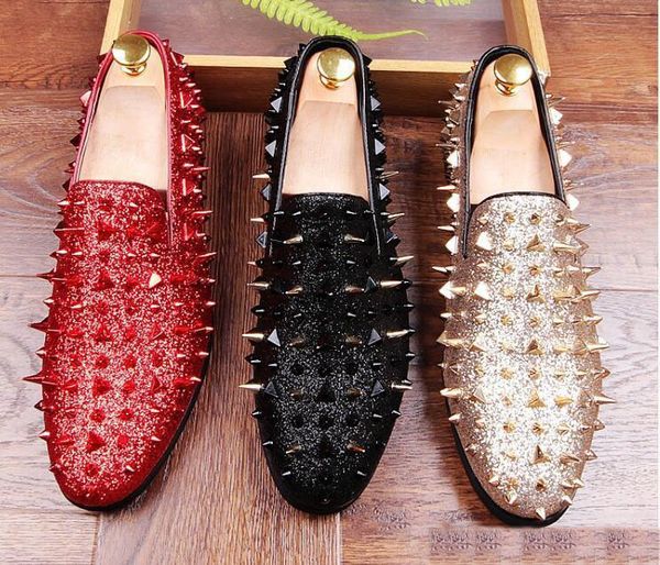 2018 new Handmade Long Gold Rivet Men Red Bottom Loafers Gentleman Luxury Fashion Stress Shoes Men Wedding and Party Slip on Flats
2018 new Handmade Long Gold Rivet Men Red Bottom Loafers Gentleman Luxury Fashion Stress Shoes Men Wedding and Party Slip on Flats
