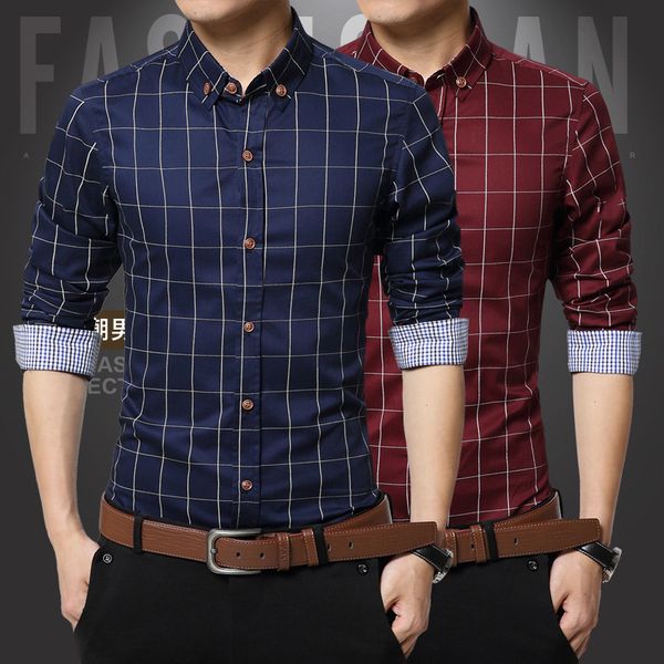 autumn luxury men clothes slim fit men long sleeve shirt plaid 100% cotton casual shirt social plus size xxxxl, White;black
autumn luxury men clothes slim fit men long sleeve shirt plaid 100% cotton casual shirt social plus size xxxxl, White;black