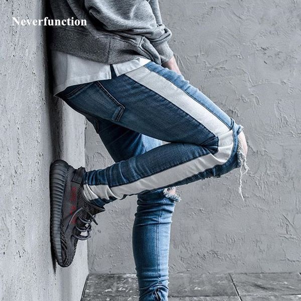 neverfunction destroyed knee hole slim jeans men ripped distressed stitching high-quality jeans for men denim pants kanye west, Blue
neverfunction destroyed knee hole slim jeans men ripped distressed stitching high-quality jeans for men denim pants kanye west, Blue