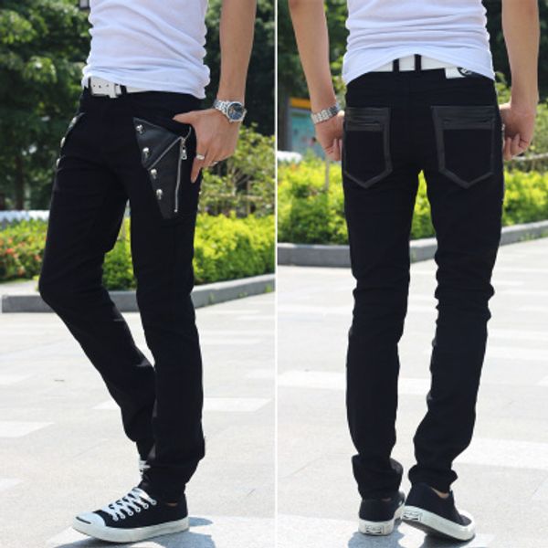 nice new fashion brand european slim mens casual black/white personality skull rivet trousers mens skinny pants 
nice new fashion brand european slim mens casual black/white personality skull rivet trousers mens skinny pants