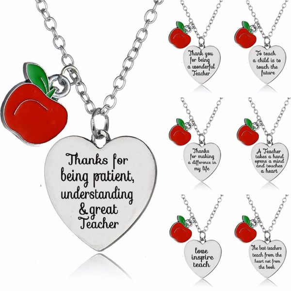 teacher's day gifts charm apple love heart pendant chain necklace teacher jewelry women men mom dad teachers necklaces presents, Silver
teacher's day gifts charm apple love heart pendant chain necklace teacher jewelry women men mom dad teachers necklaces presents, Silver