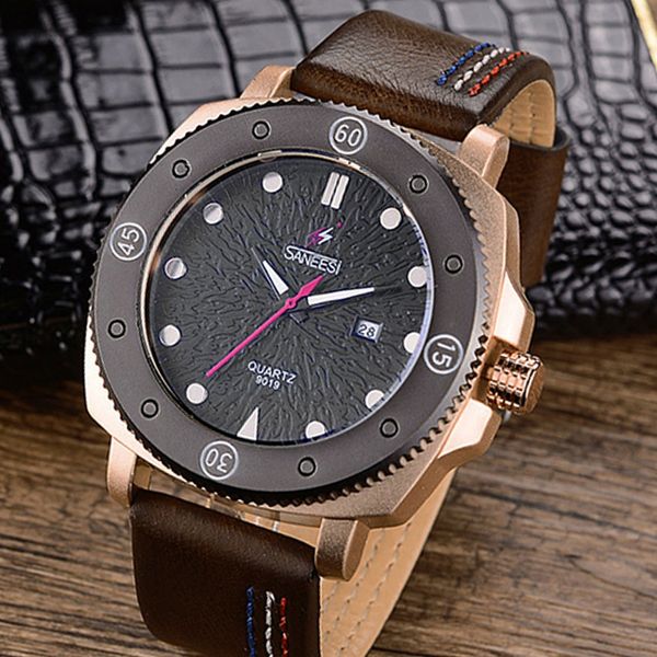 saneesi gent's leather watch men casual and fashion quartz watchs with japanese movement 9019, Slivery;brown
saneesi gent's leather watch men casual and fashion quartz watchs with japanese movement 9019, Slivery;brown