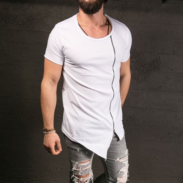 New Men 'S Fashion Show Stylish Long T Shirt Asymmetrical Side Zipper Big Neck Short Sleeve T -Shirt Male Hip Hop Tee
New Men 'S Fashion Show Stylish Long T Shirt Asymmetrical Side Zipper Big Neck Short Sleeve T -Shirt Male Hip Hop Tee