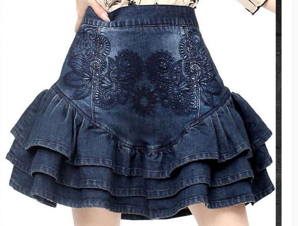 2018 new spring retro womens embroidery flounces fluffy bag hip pleated skirt denim mini skirt, Black
2018 new spring retro womens embroidery flounces fluffy bag hip pleated skirt denim mini skirt, Black