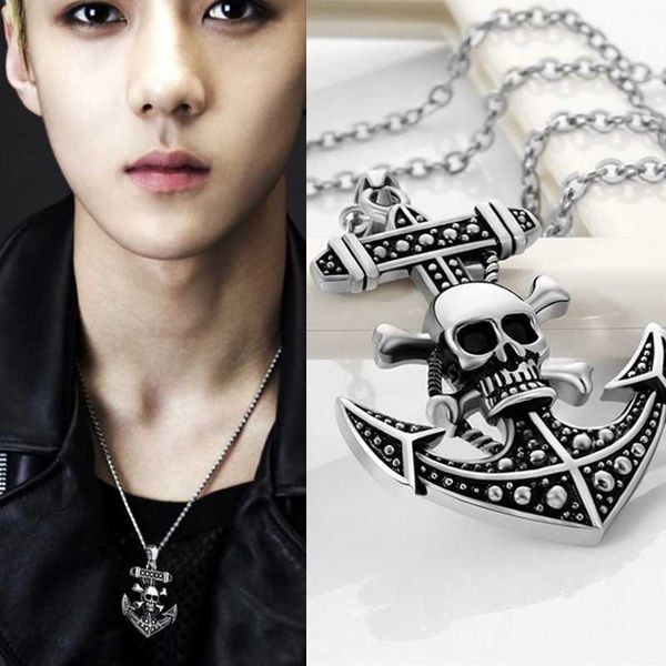 jewelry gift stainless steel exaggeration metal skull anchor pendant necklace necklaces fashion men accessories wild, Silver
jewelry gift stainless steel exaggeration metal skull anchor pendant necklace necklaces fashion men accessories wild, Silver