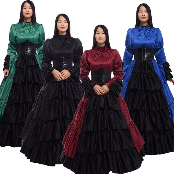 lolita victorian dress corset gown women halloween cosplay vintage women gothic retro royal blue long sleeve floor-length costume, Black;red
lolita victorian dress corset gown women halloween cosplay vintage women gothic retro royal blue long sleeve floor-length costume, Black;red