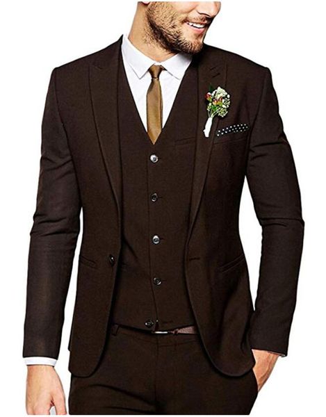 wedding groom tuxedos one button brown men suits 3 pieces peak lapel wedding suit (men blazer+vest+pants) groomsmen suit custom made, Black;gray 
wedding groom tuxedos one button brown men suits 3 pieces peak lapel wedding suit (men blazer+vest+pants) groomsmen suit custom made, Black;gray