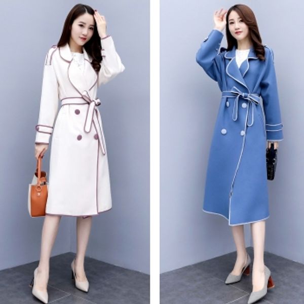 2018 autumn new korean version pure color chic casual loose belt windbreaker student's long section coat, Tan;black
2018 autumn new korean version pure color chic casual loose belt windbreaker student's long section coat, Tan;black