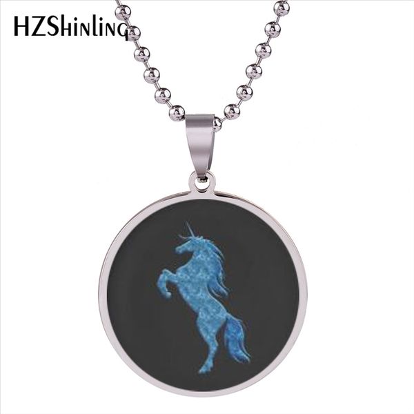 2020 stainless steel black unicorn silhouette necklace blue fire unicorn white unicorn sigil black holiday jewelry, Silver 
2020 stainless steel black unicorn silhouette necklace blue fire unicorn white unicorn sigil black holiday jewelry, Silver