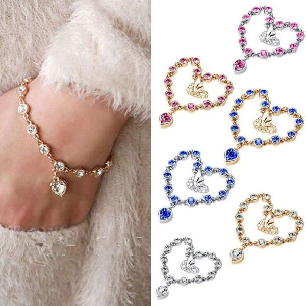 fashion 6 colors elegant crystal rhinestone bracelet heart bangle bracelet chain jewelry for women girl jewelry gifts, Golden;silver
fashion 6 colors elegant crystal rhinestone bracelet heart bangle bracelet chain jewelry for women girl jewelry gifts, Golden;silver