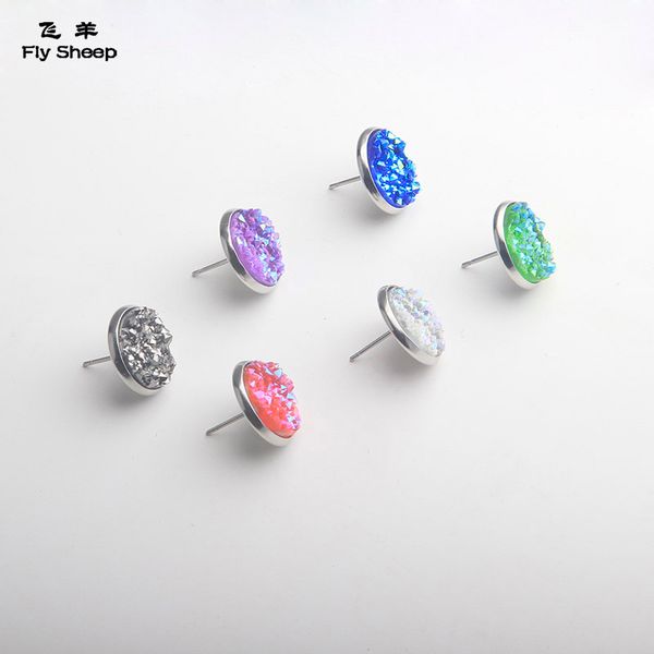 Nice handmade resin round druzy earrings trendy simple stainless plated wholesaling resin stone earring for lady
Nice handmade resin round druzy earrings trendy simple stainless plated wholesaling resin stone earring for lady