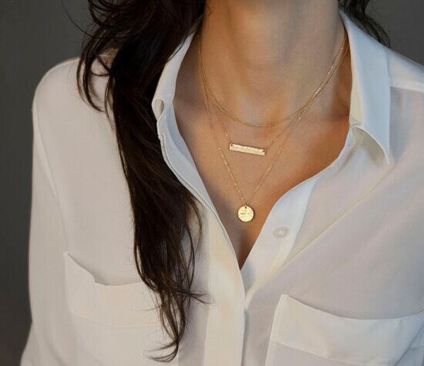 double gold color chain clavicle necklace women trendy selling pendant short collar necklace simple design jewelry, Silver
double gold color chain clavicle necklace women trendy selling pendant short collar necklace simple design jewelry, Silver