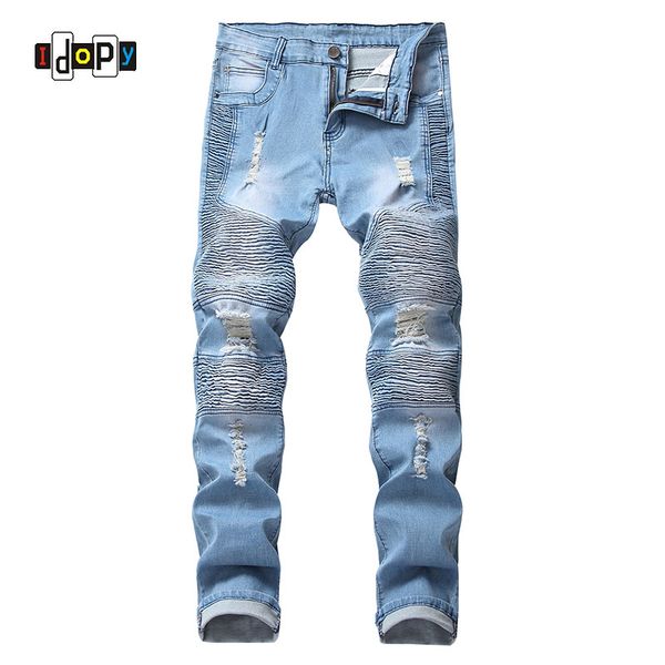 idopy men`s fashion ripped jeans stretch hip hop street style vintage washed brand designer denim joggers for male, Blue
idopy men`s fashion ripped jeans stretch hip hop street style vintage washed brand designer denim joggers for male, Blue