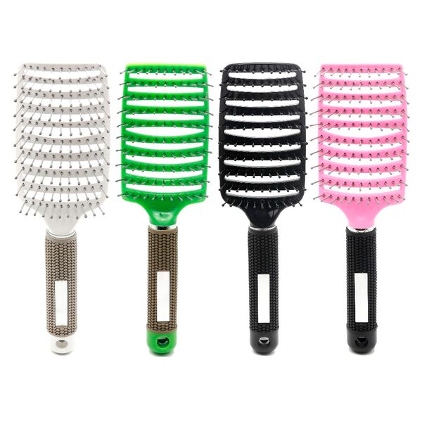 salon hairdressing anti-static curved vent hair brush barber paddle hair brush for professional use, Silver
salon hairdressing anti-static curved vent hair brush barber paddle hair brush for professional use, Silver