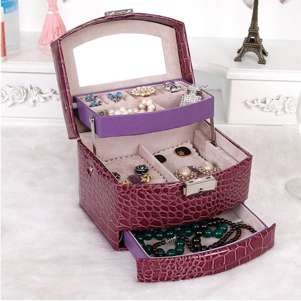 high grade ladies jewelry display box crocodile print leather 3 layers ring necklace jewelry carrying case women's gift portable, Black;white
high grade ladies jewelry display box crocodile print leather 3 layers ring necklace jewelry carrying case women's gift portable, Black;white