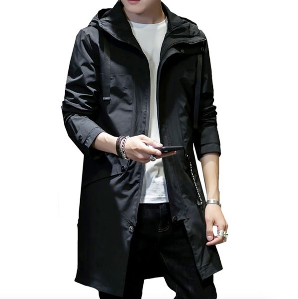 men trench windbreaker large size loose solid color hooded long zipper pocket button trench windbreaker, Tan;black
men trench windbreaker large size loose solid color hooded long zipper pocket button trench windbreaker, Tan;black