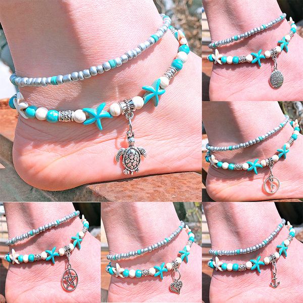 fashion sea turtles imitation pearls starfish charms bracelets anklets for women bohemian summer foot chain jewelry gifts, Red;blue
fashion sea turtles imitation pearls starfish charms bracelets anklets for women bohemian summer foot chain jewelry gifts, Red;blue